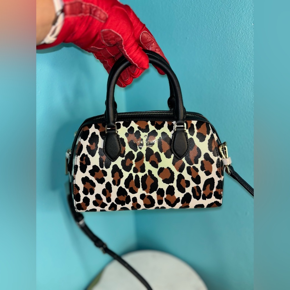KATE SPADE Animal Print Satchel - Black and Brown - Picture 4 of 8